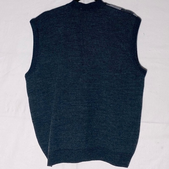 Vintage Avon Blue Grey Jacquard Knit Grandpa Sweater Vest M - Picture 2 of 9